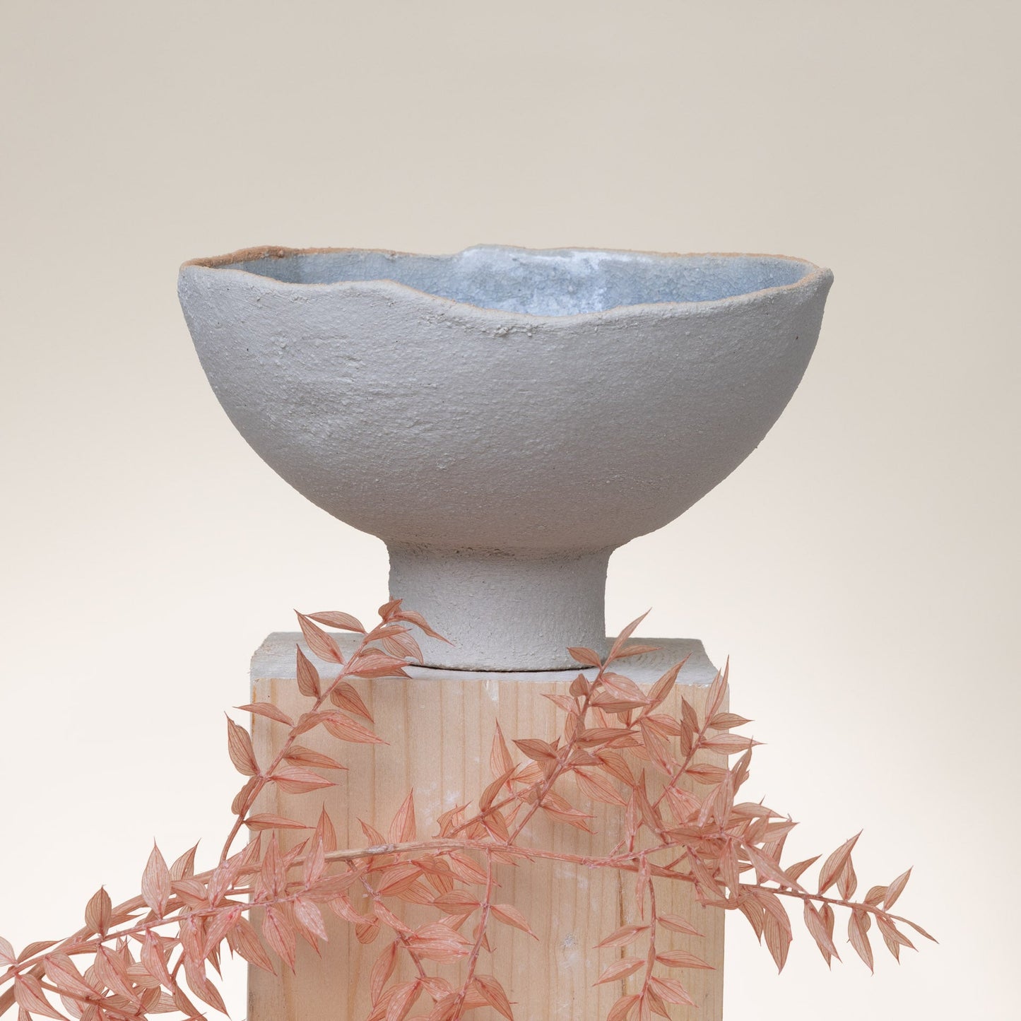 Alzata in Ceramica Artigianale – Gres Beige e Azzurro - AUTHENTICO CERAMICS