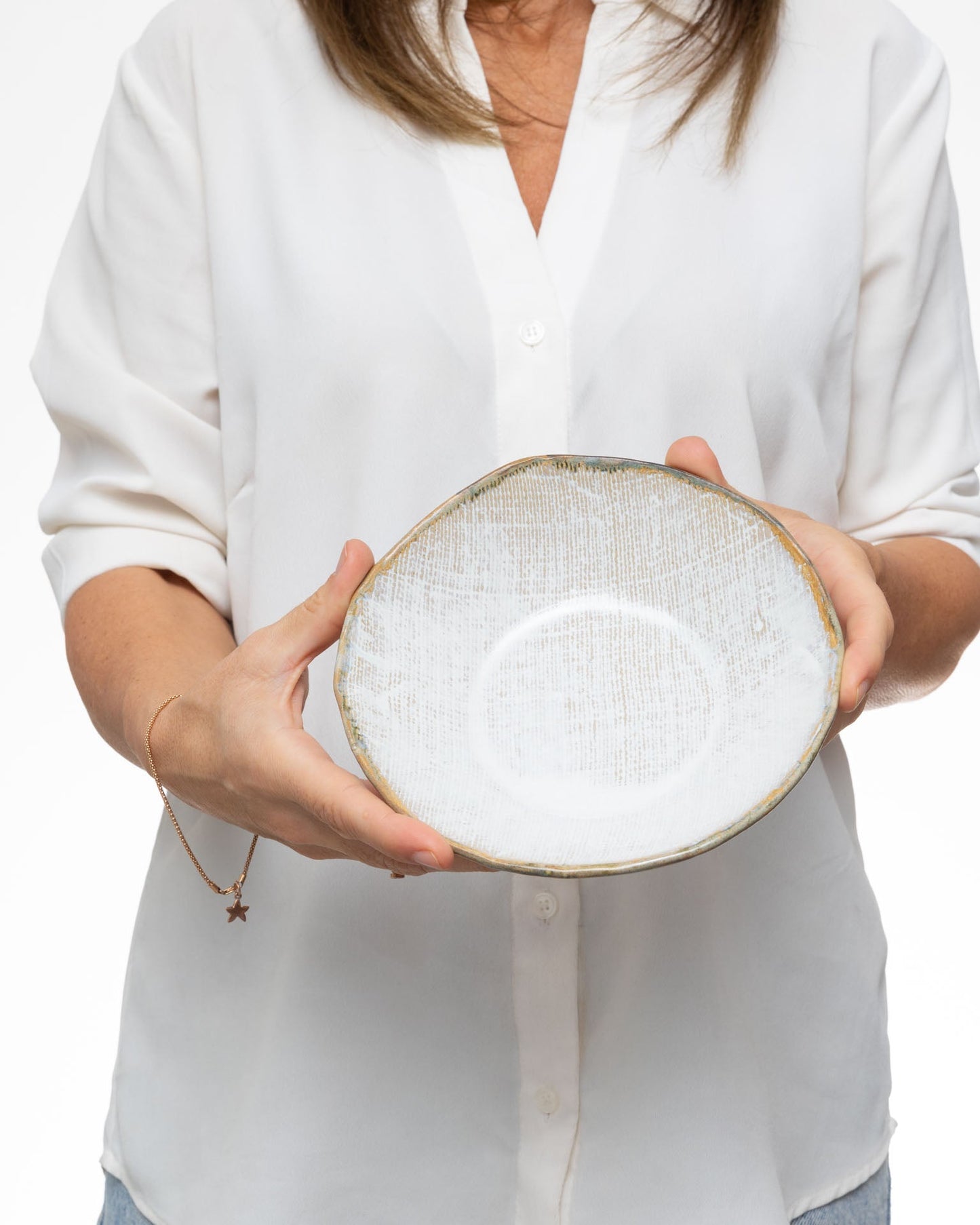 Ciotola Bianca in Ceramica Artigianale con Sfumature - AUTHENTICO CERAMICS