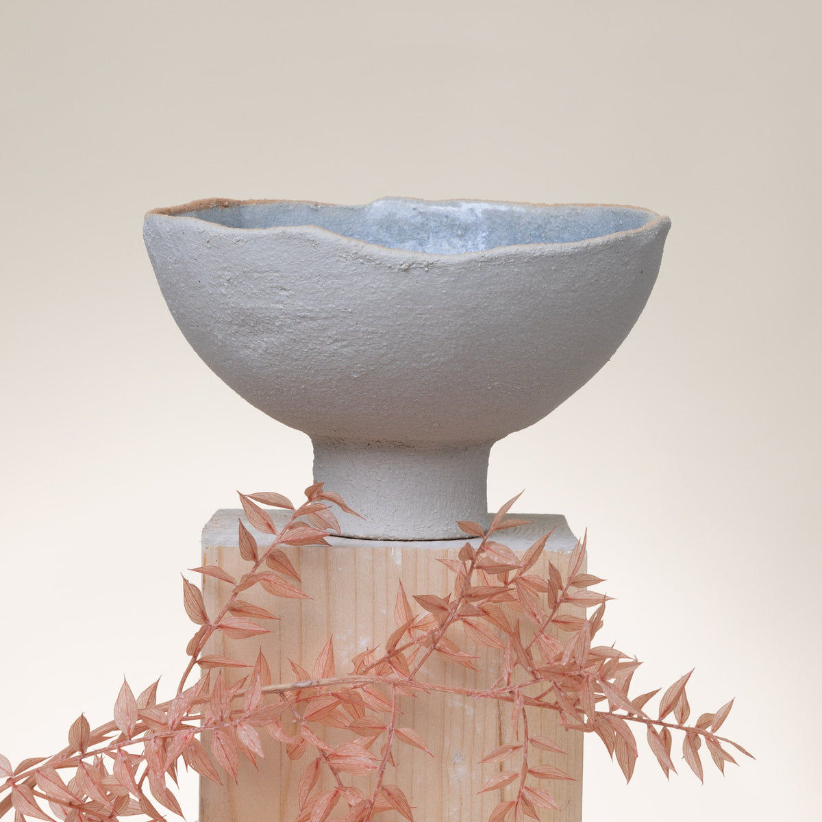 Alzata in Ceramica Artigianale – Gres Beige e Azzurro - AUTHENTICO CERAMICS