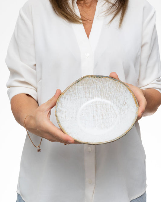 Ciotola Bianca in Ceramica Artigianale con Sfumature - AUTHENTICO CERAMICS