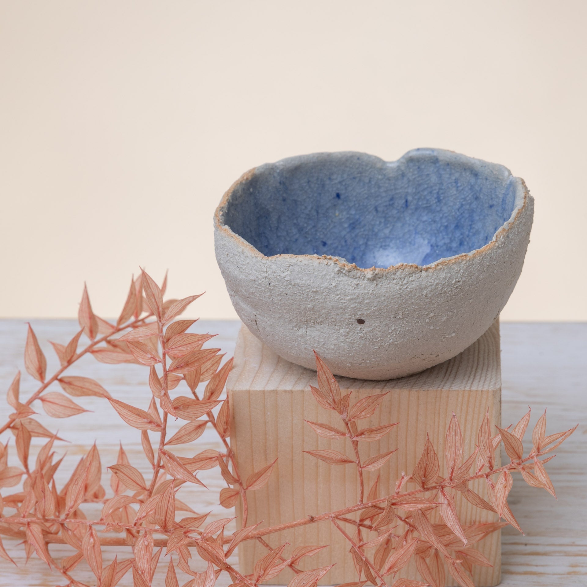 Ciotolina in Gres Artigianale – Beige e Azzurro - AUTHENTICO CERAMICS