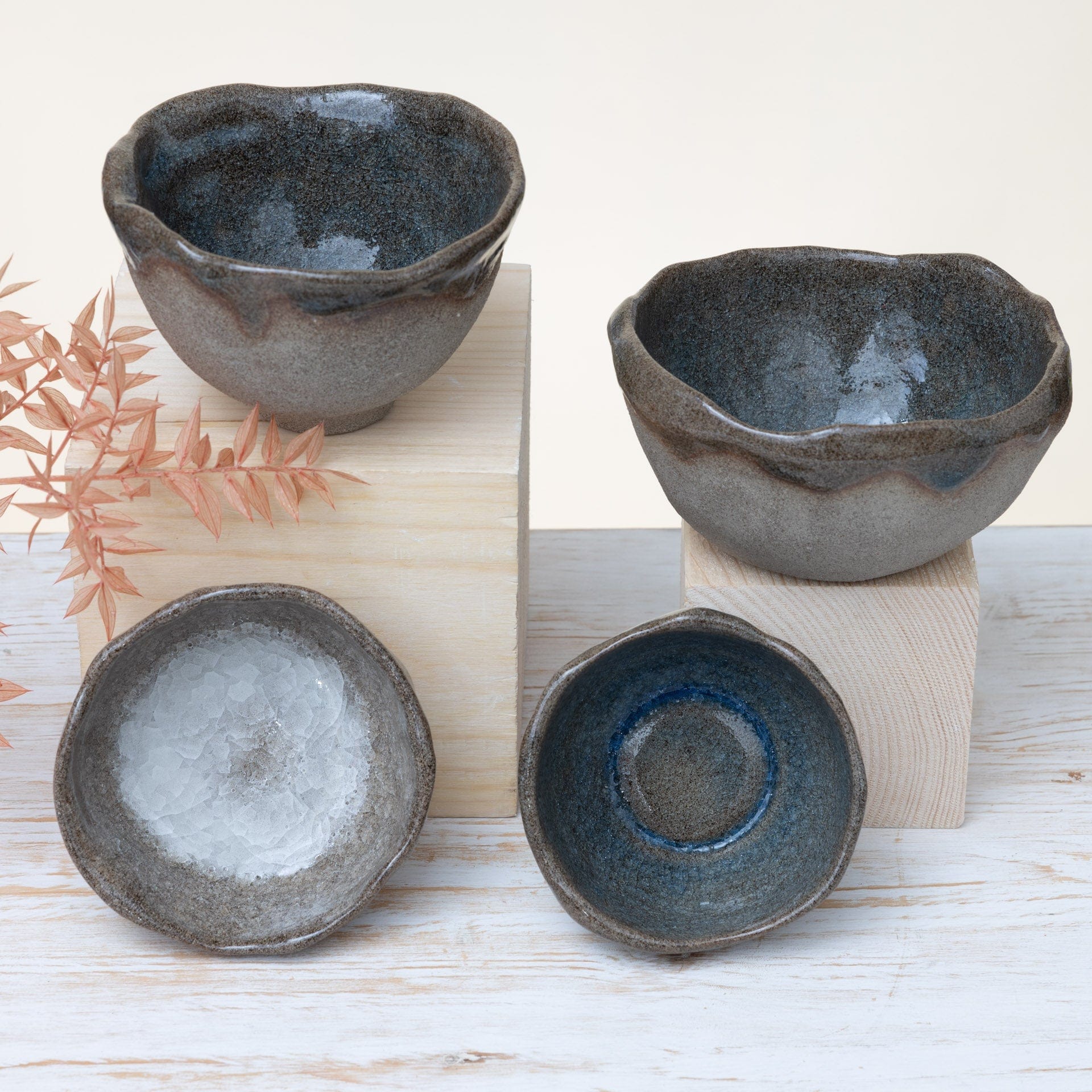Ciotolina in Gres Artigianale – Marrone - Grigio e Blu - AUTHENTICO CERAMICS