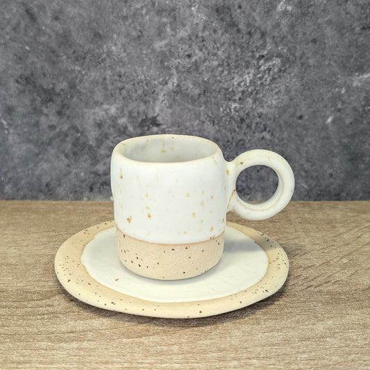 Set Tazzina e Piattino – Gres Beige Fatta a Mano - AUTHENTICO CERAMICS