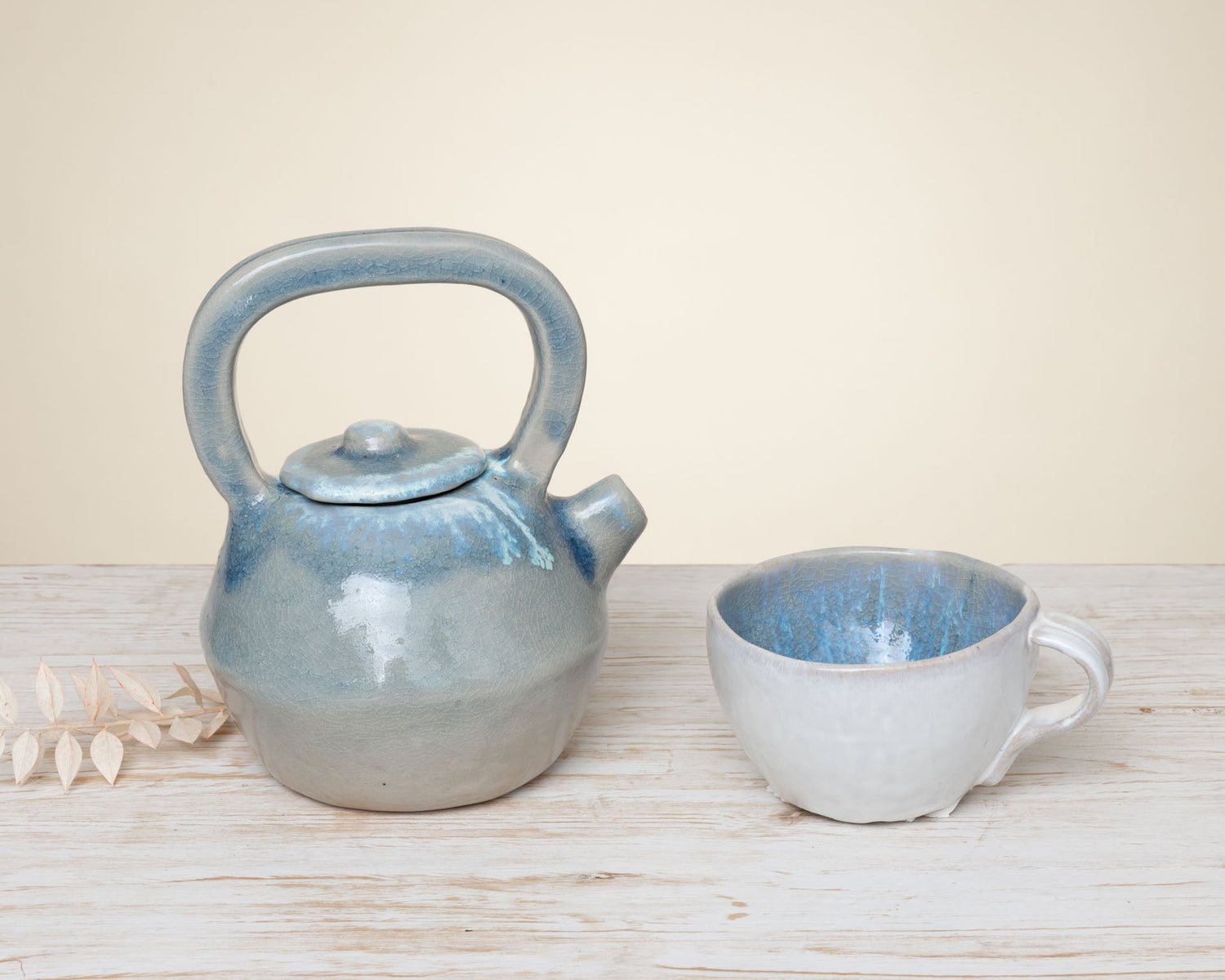 Teiera in Ceramica Artigianale – Azzurro Craquelé - AUTHENTICO CERAMICS