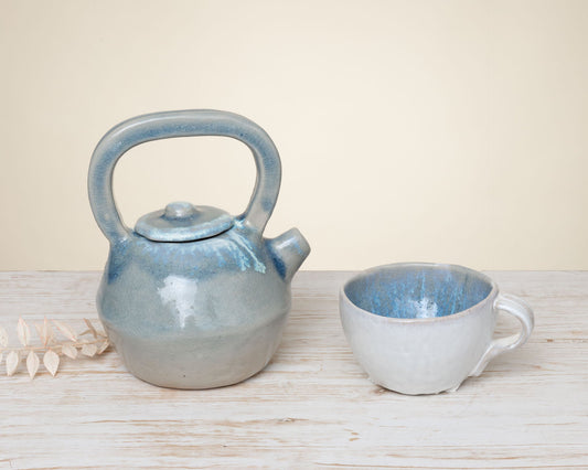 Teiera in Ceramica Artigianale – Azzurro Craquelé - AUTHENTICO CERAMICS