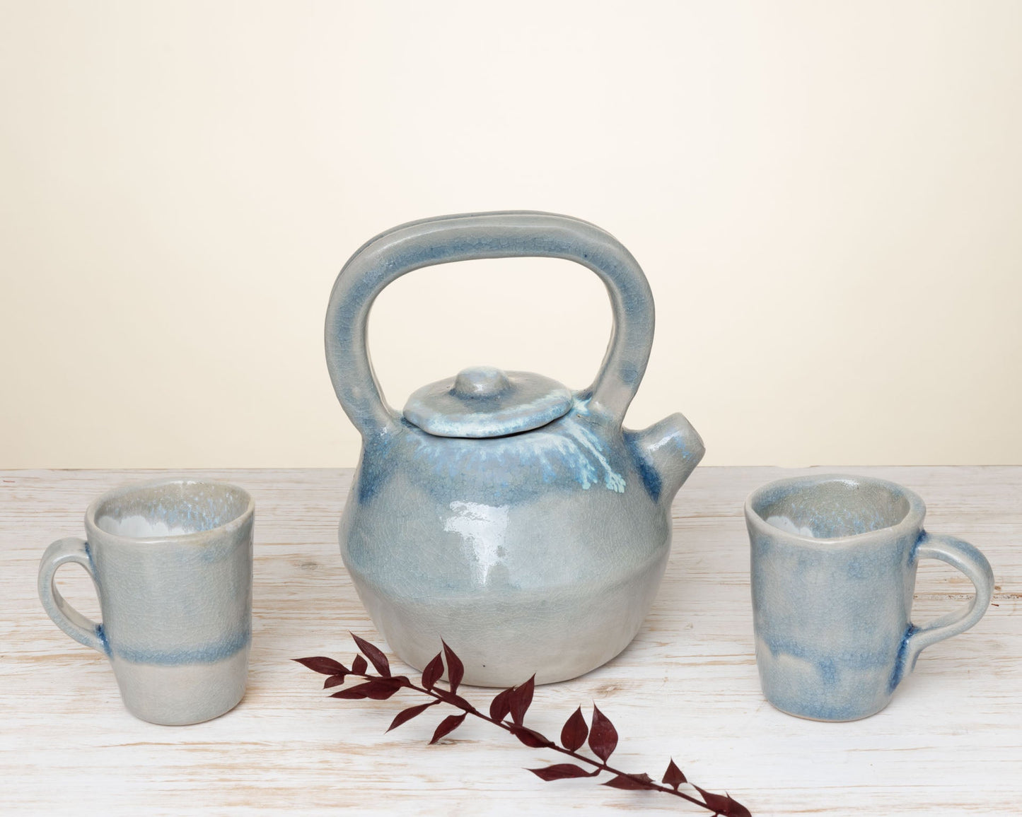 Teiera in Ceramica Artigianale – Azzurro Craquelé - AUTHENTICO CERAMICS