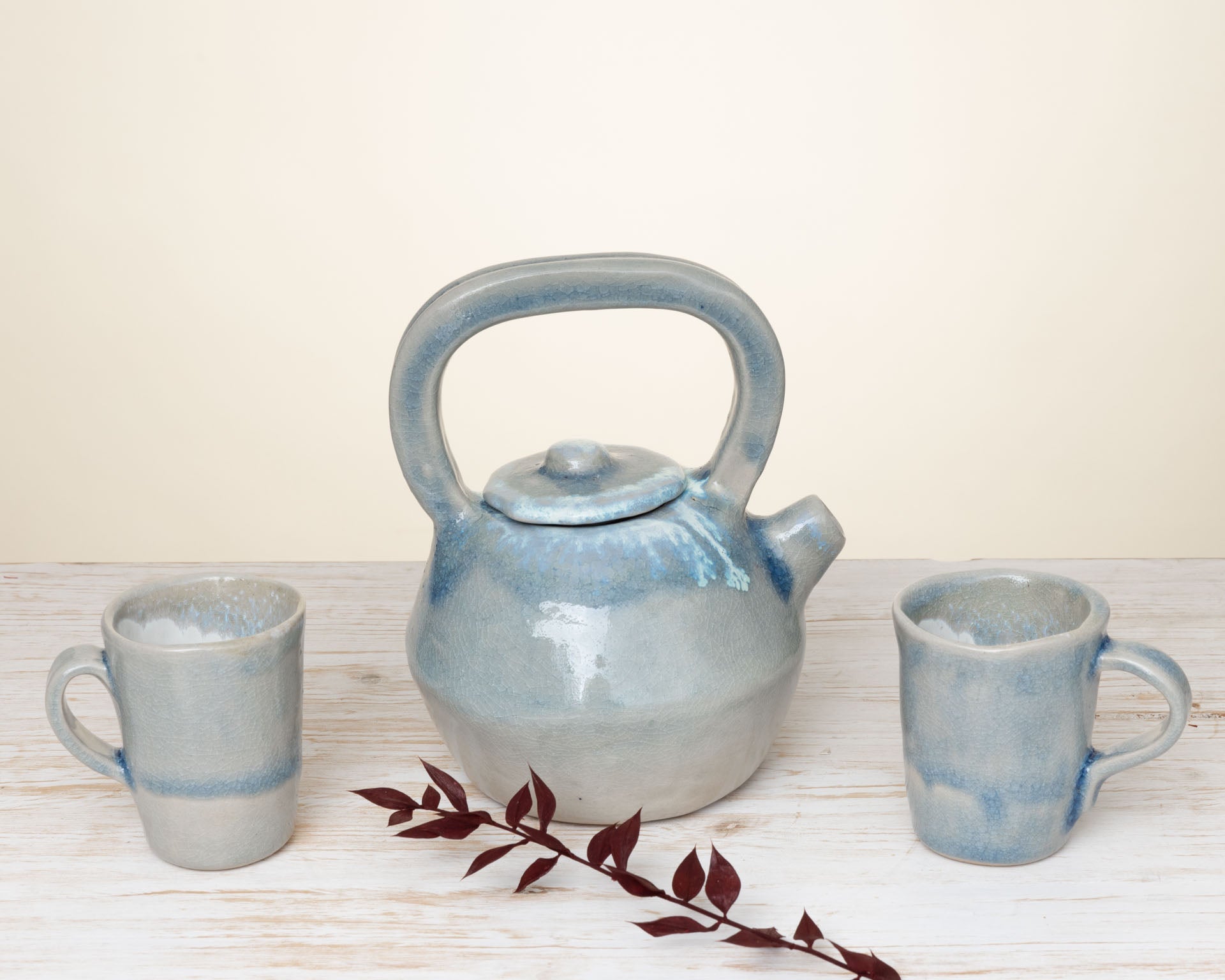 Teiera in Ceramica Artigianale – Azzurro Craquelé - AUTHENTICO CERAMICS