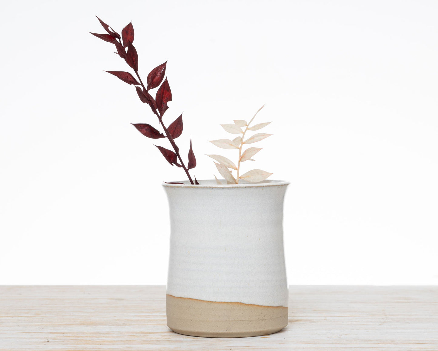 Vasetto Bianco e Beige in Gres Fatto a Mano - AUTHENTICO CERAMICS