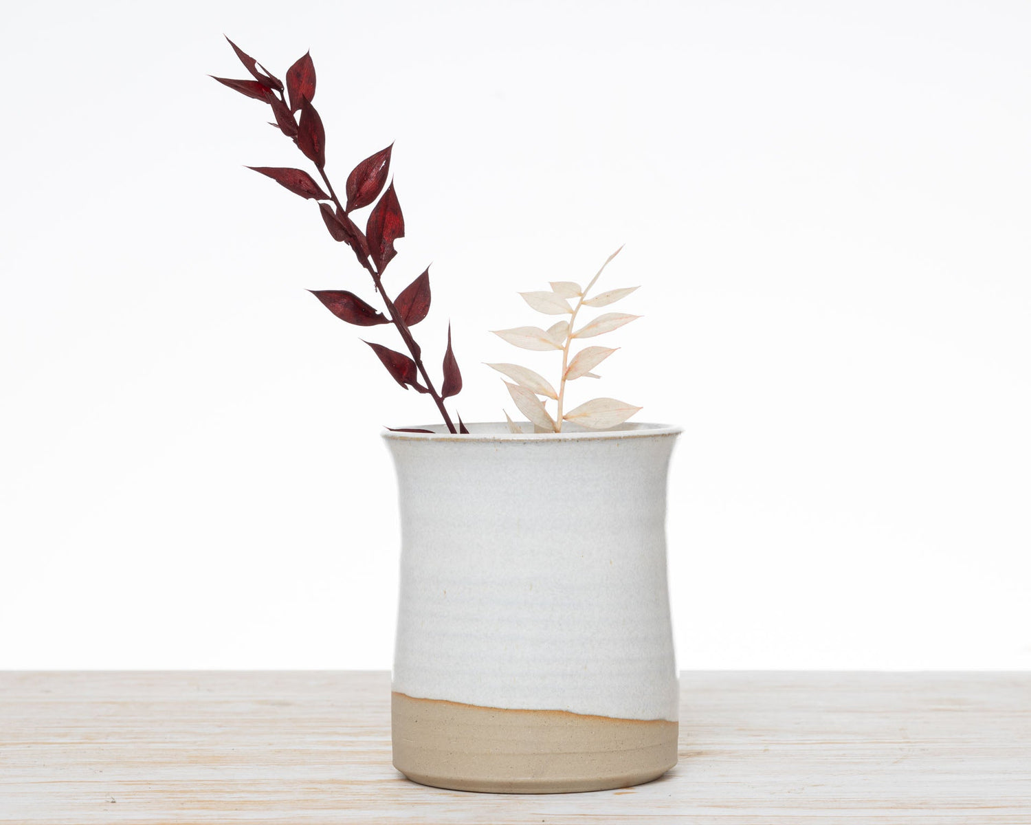 Vasetto Bianco e Beige in Gres Fatto a Mano - AUTHENTICO CERAMICS