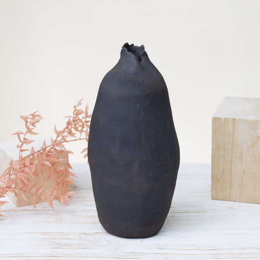 Vaso Alto Wabi Sabi – Marrone e Nero in Gres - AUTHENTICO CERAMICS
