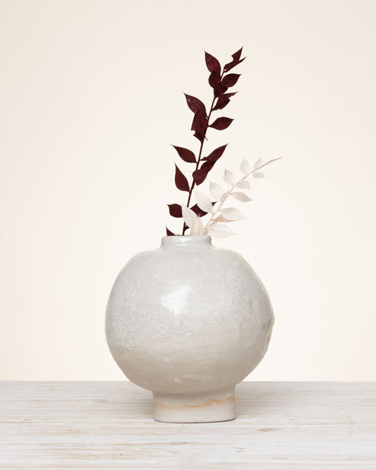 Vaso Moonjar Beige Craquelé in Gres Artigianale - AUTHENTICO CERAMICS